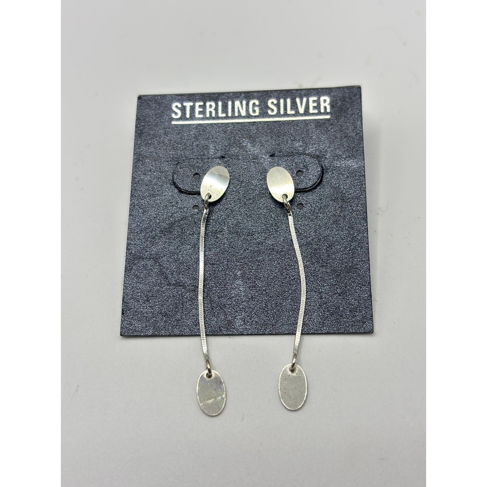 Unbranded Drop Earrings Womens OS Silver Sterling Silver Oval Disc Snake Chain